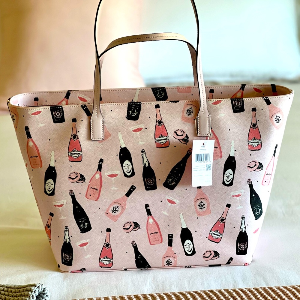 Kate Spade Pop Fizz Champagne Print Margareta Tote Bag, Pink